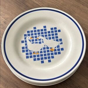 Vintage Mount Clemens Pottery dinner plate set of 5 Geese Duck